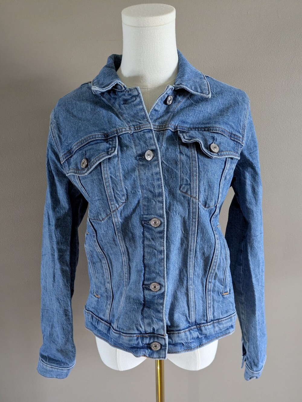 Abercrombie & Fitch A&F Long Sleeve Collared Denim Jean Button Up Jacket Large